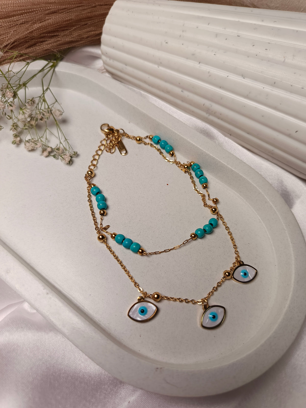 Anti tarnish Gold Plated 'Evil Eye' Anklet