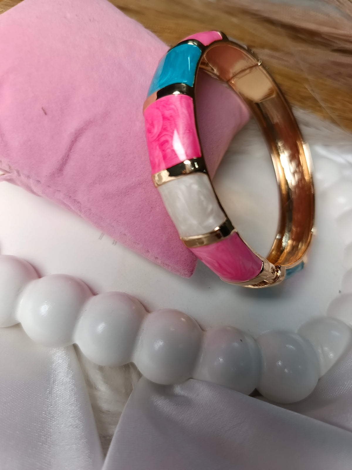 Bold Color-Block Enamel Bangle