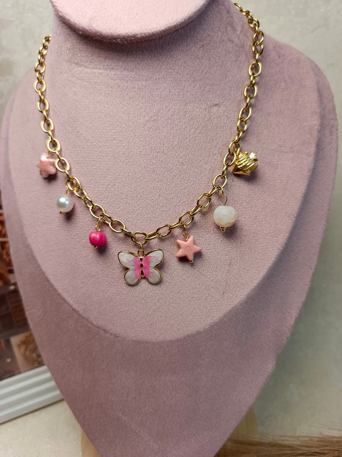 Whimsical Butterfly & Star Charm Necklace