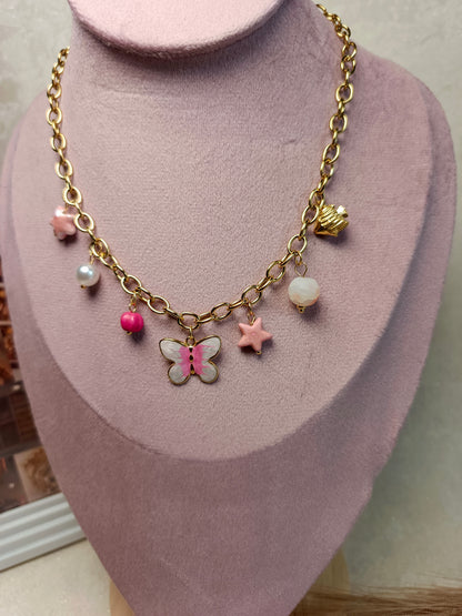 Whimsical Butterfly & Star Charm Necklace
