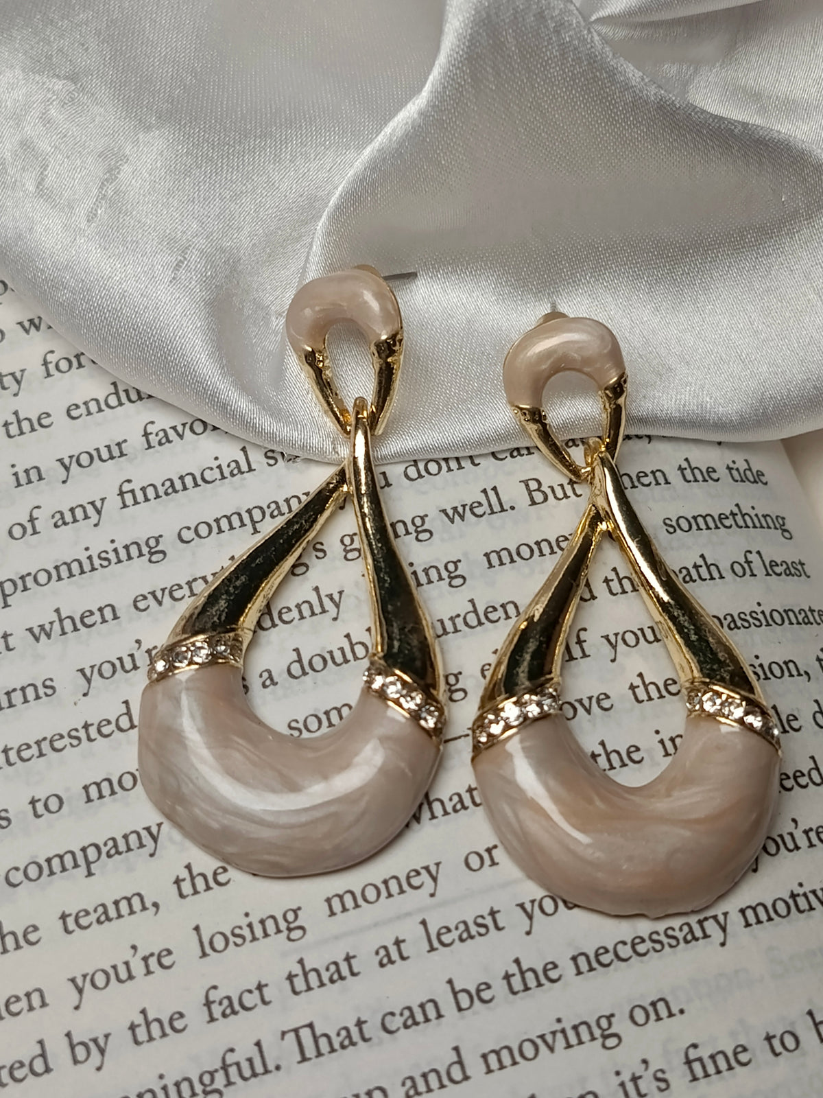 Abstract Marbled Resin Drop Earrings | Gold-Toned