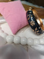 Elegant Black & Gold Floral Enamel Bangle