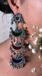 Oxidised Mirror & Drop Earrings