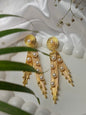 Statement Gold Ray Drop brass Earrings with Pearls