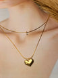 Anti-Tarnish Gold-Plated Layered Heart & Solitaire Necklace