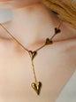 Anti-Tarnish Gold-Plated Heart Lariat Necklace