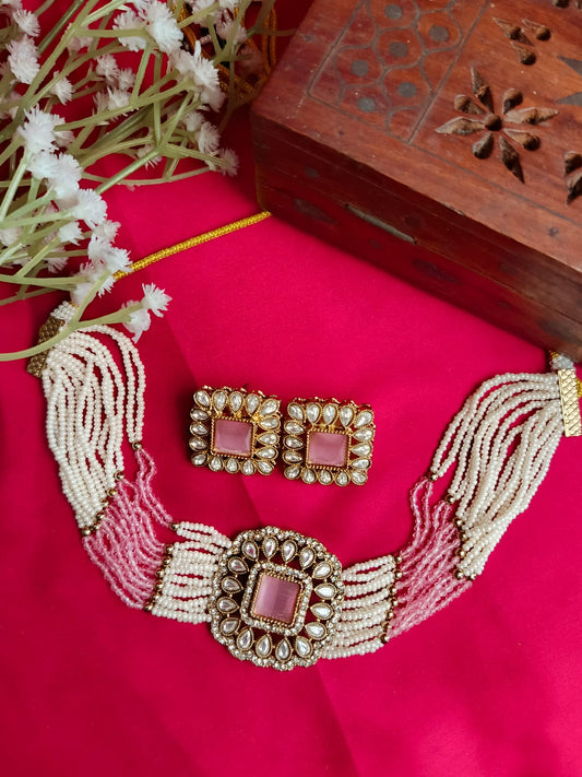 Shahi Mohini Multi-Strand Pearl & Kundan Choker Set