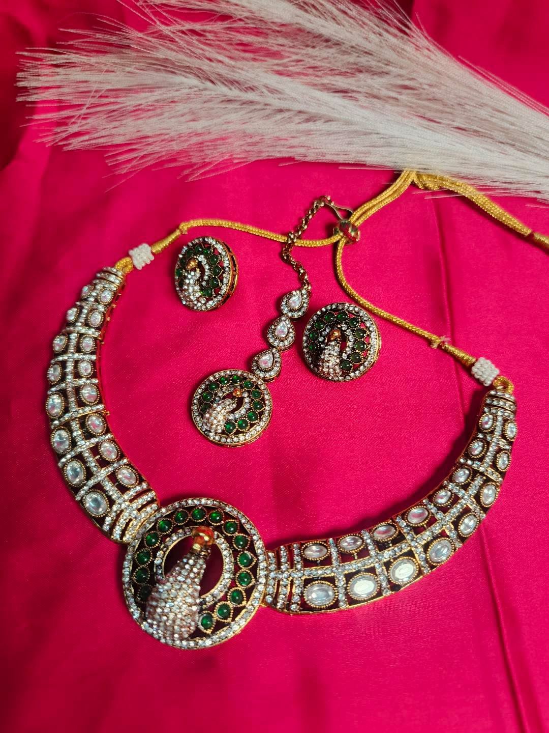 Mayura Royal reverse ad Peacock Choker & Maang Tikka Set