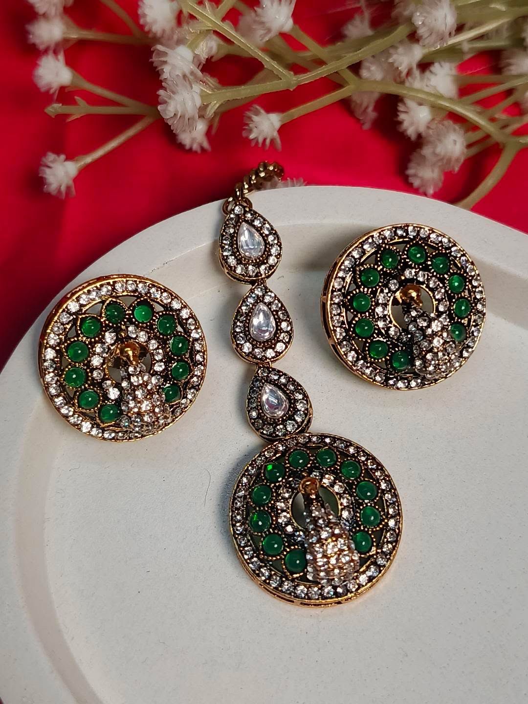 Mayura Royal reverse ad Peacock Choker & Maang Tikka Set
