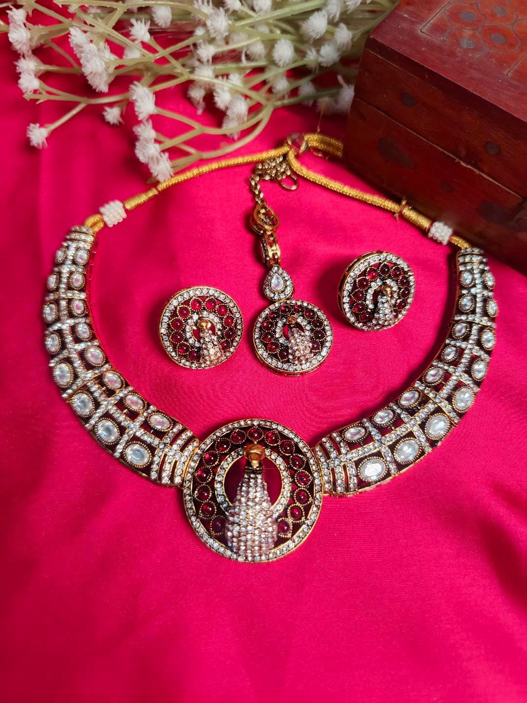 Mayura Royal reverse ad Peacock Choker & Maang Tikka Set