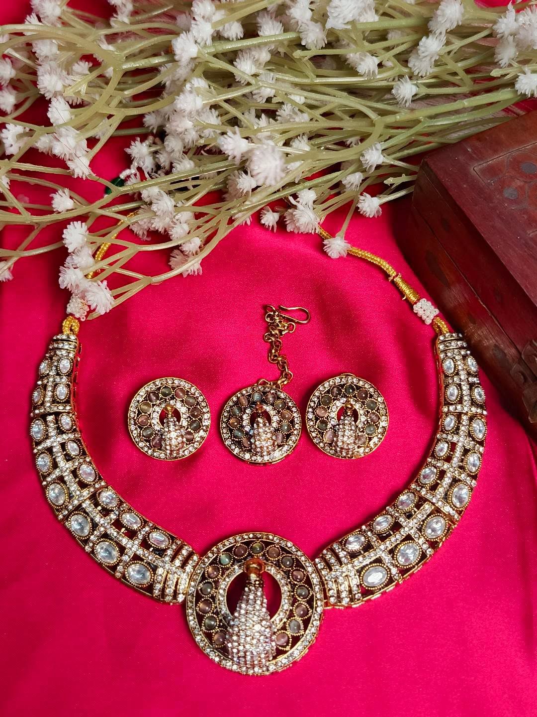 Mayura Royal reverse ad Peacock Choker & Maang Tikka Set