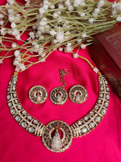 Mayura Royal reverse ad Peacock Choker & Maang Tikka Set