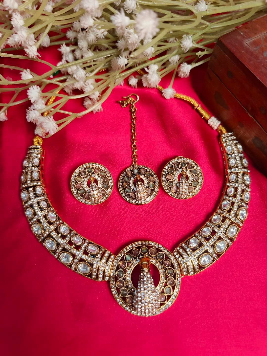 Mayura Royal reverse ad Peacock Choker & Maang Tikka Set