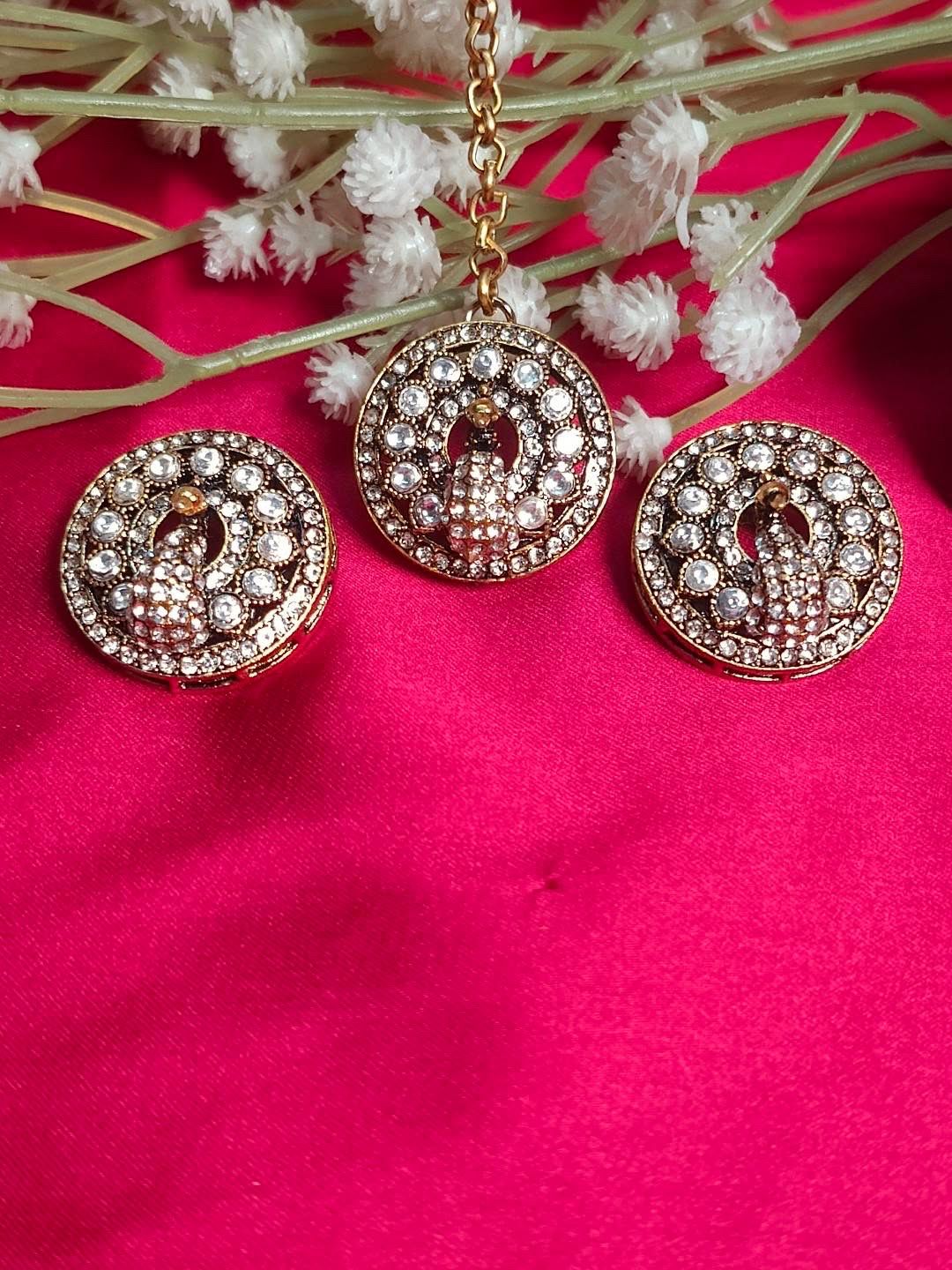 Mayura Royal reverse ad Peacock Choker & Maang Tikka Set