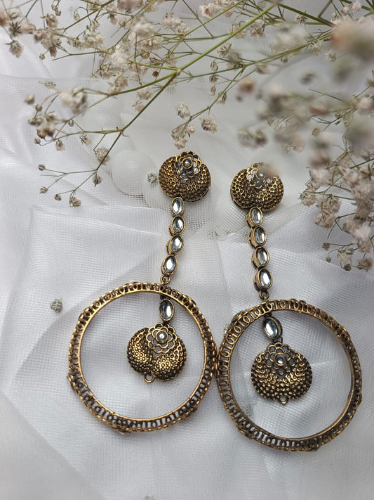 Vintage-Style Oxidized brass Earrings