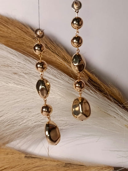 Anti tarnish Mixed Shape Golden Drop Earrings