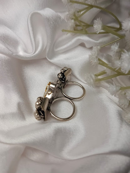 Adjustable Handcrafted German Silver Ring with Detailed Pattern