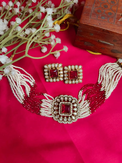 Shahi Mohini Multi-Strand Pearl & Kundan Choker Set