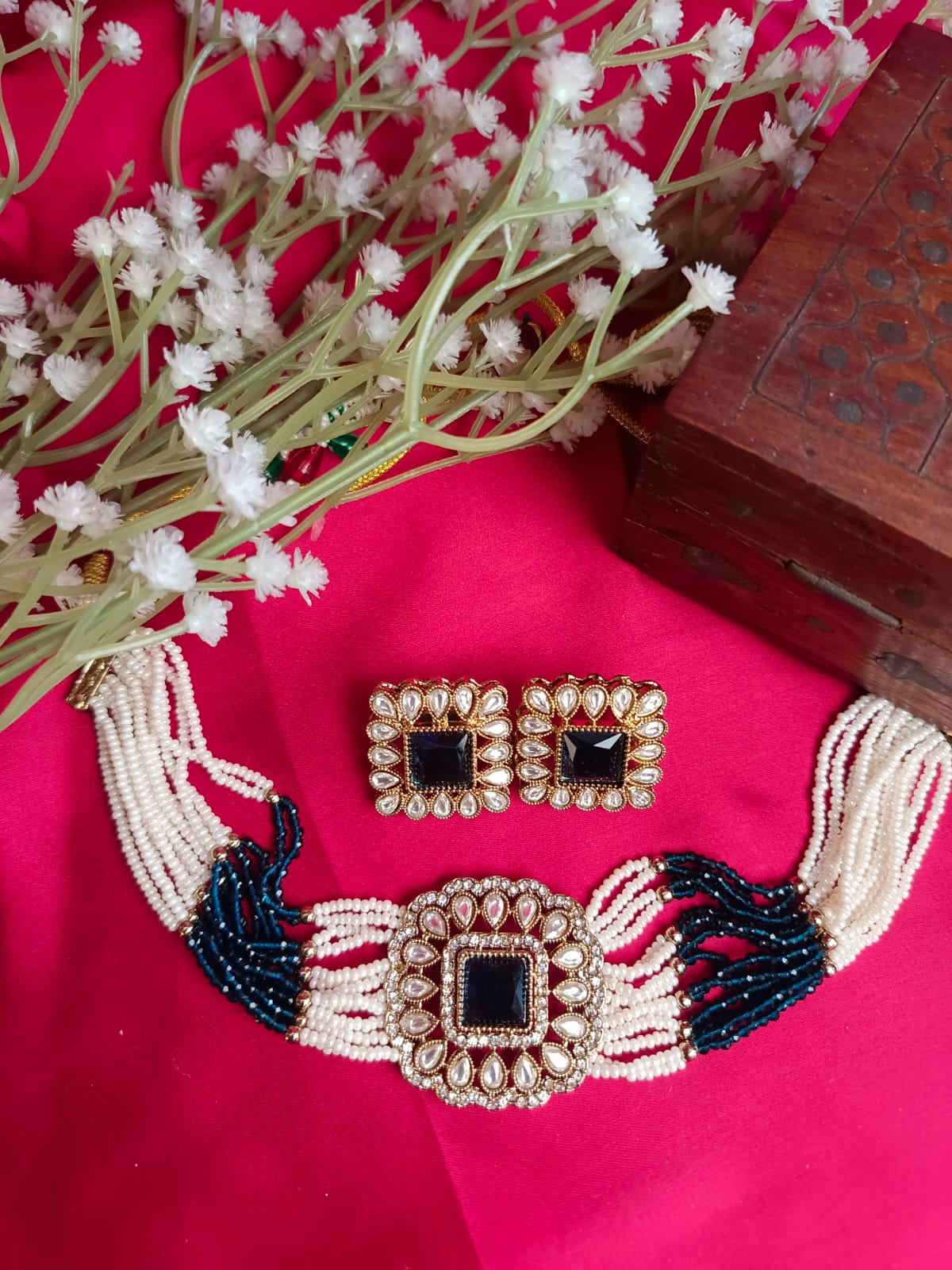Shahi Mohini Multi-Strand Pearl & Kundan Choker Set
