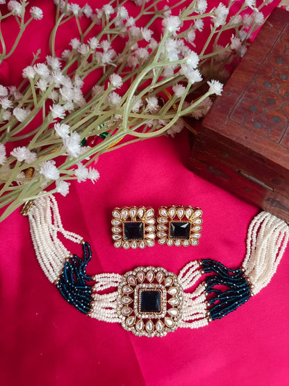 Shahi Mohini Multi-Strand Pearl & Kundan Choker Set