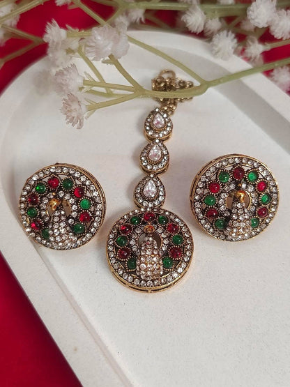 Mayura Royal reverse ad Peacock Choker & Maang Tikka Set