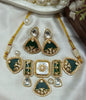 Premium Green Kundan & Mother of Pearl Choker Necklace Set with Earrings | Bridal & Wedding Jewellery
